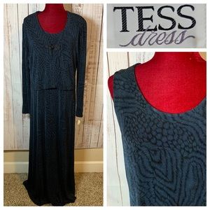 NWT Blue & Black “Travelers”-Style Maxi Dress & Jacket  { Tess Dress }